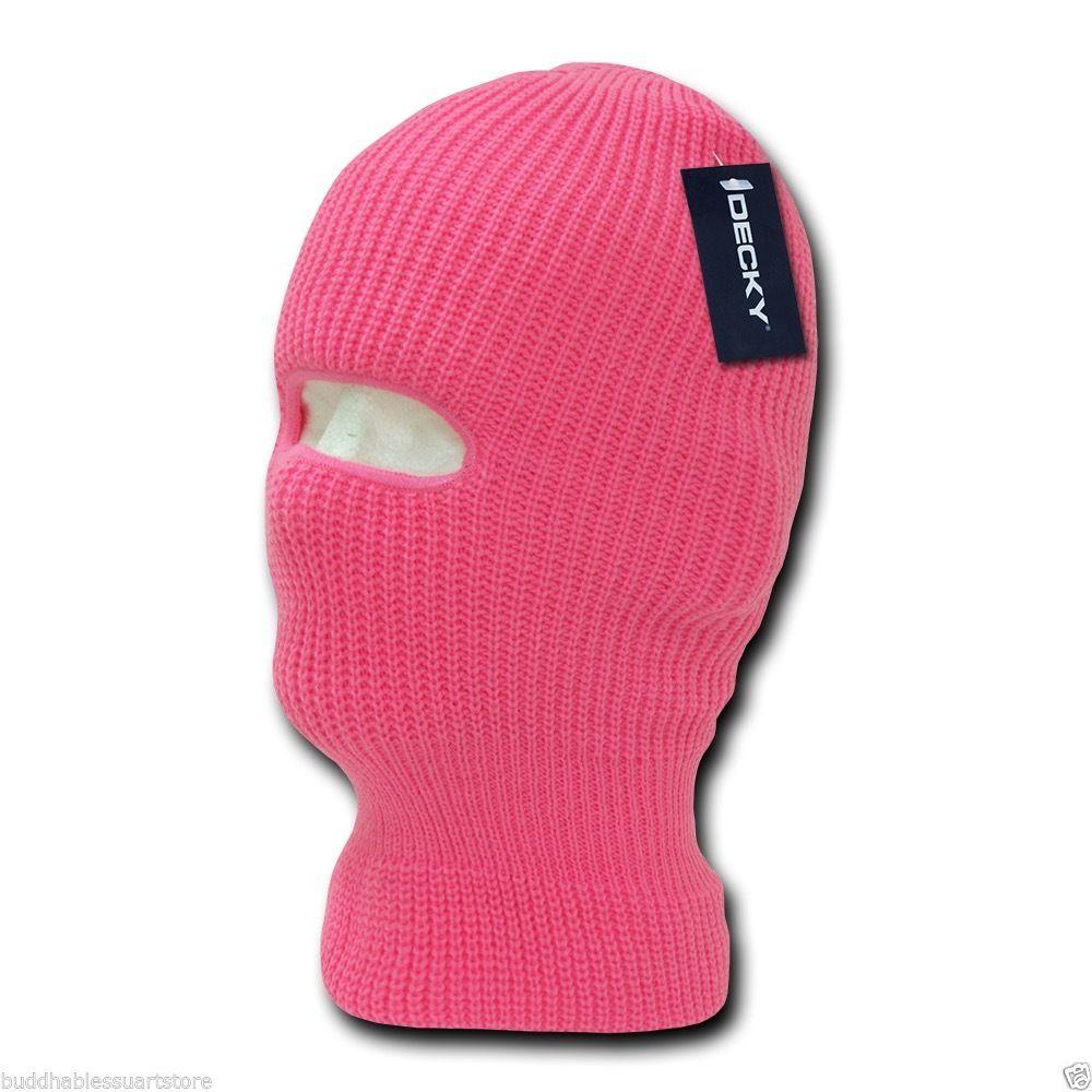 Youth Kids Girls Boys Balaclava Beanies Neon Fluorescent Ski Eye Hole Face Mask-Neon Pink-