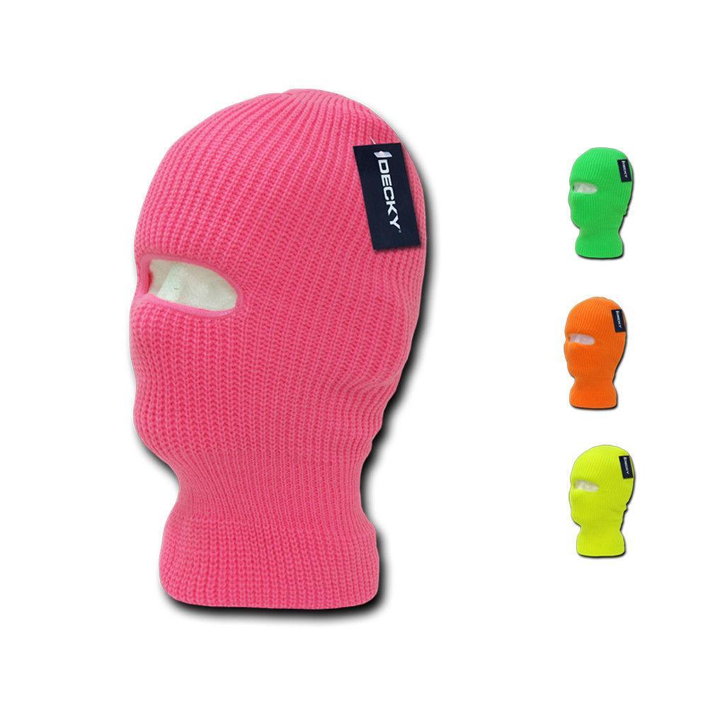Youth Kids Girls Boys Balaclava Beanies Neon Fluorescent Ski Eye Hole Face Mask-Neon Green-