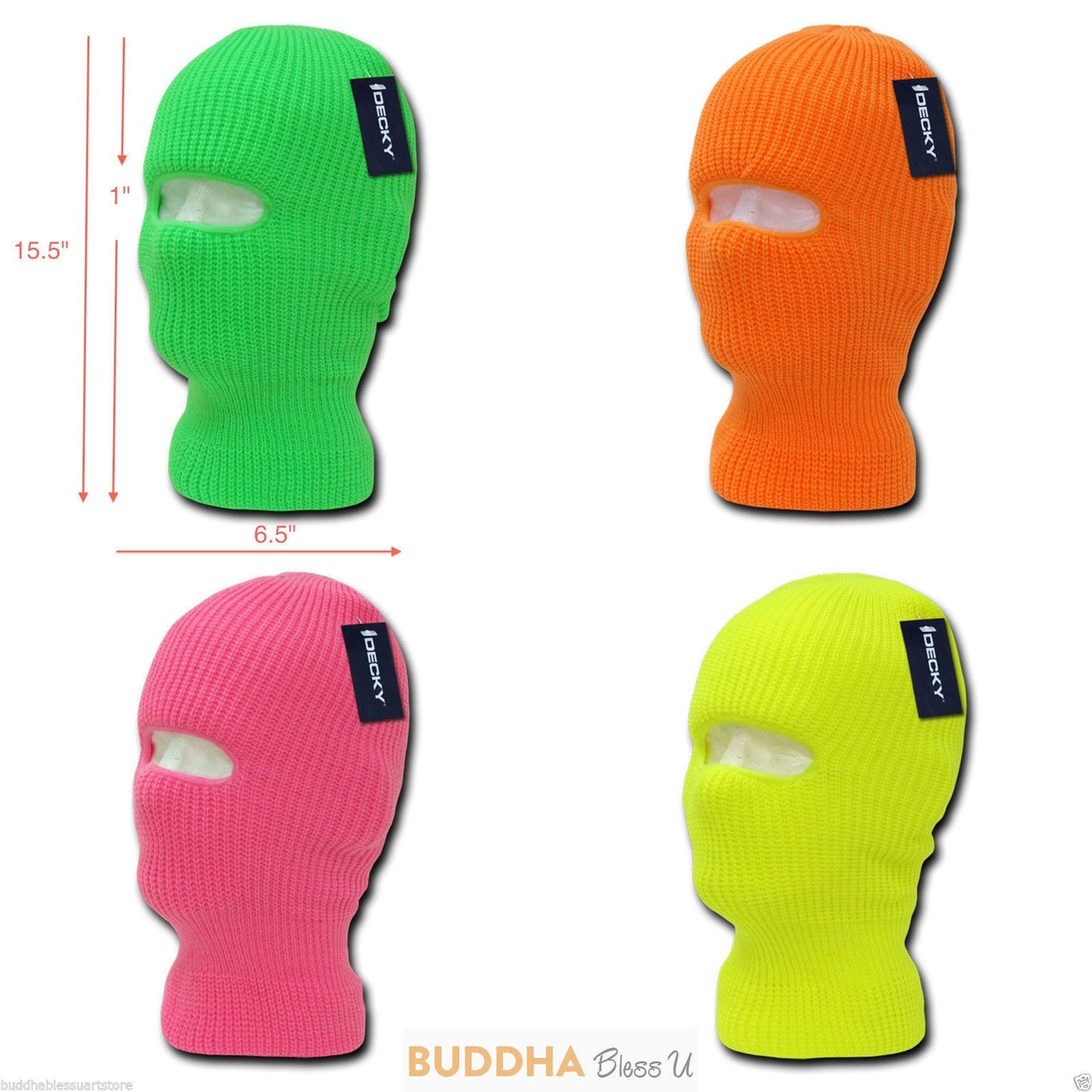 Youth Kids Girls Boys Balaclava Beanies Neon Fluorescent Ski Eye Hole Face Mask-Neon Green-
