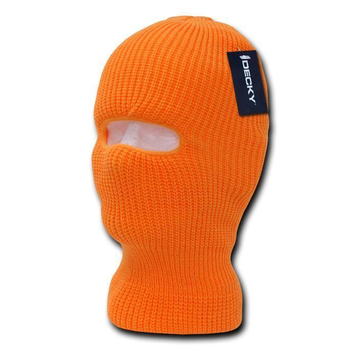Youth Kids Girls Boys Balaclava Beanies Neon Fluorescent Ski Eye Hole Face Mask-Neon Orange-
