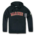Zip Fleece Hoodie Sweatshirt Military Navy Air Force Army Coast Guard Marines-Marines - Black-Regular-Medium